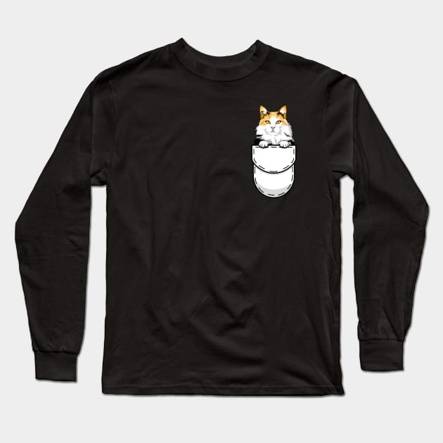 Funny Turkish Van Pocket Cat Long Sleeve T-Shirt by Pet My Dog